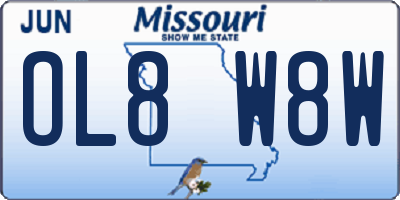 MO license plate OL8W8W
