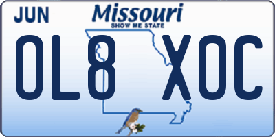MO license plate OL8X0C