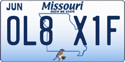 MO license plate OL8X1F