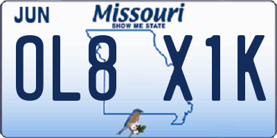 MO license plate OL8X1K