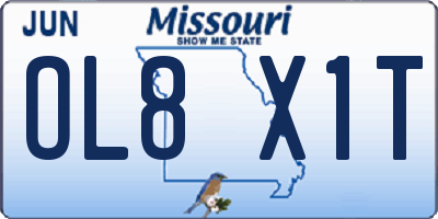 MO license plate OL8X1T