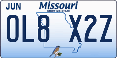 MO license plate OL8X2Z