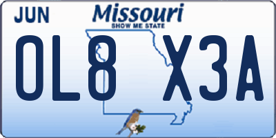 MO license plate OL8X3A