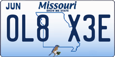 MO license plate OL8X3E