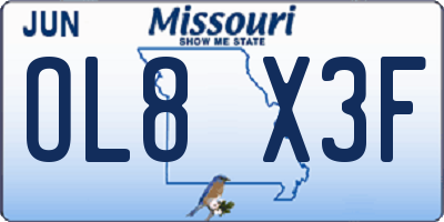 MO license plate OL8X3F