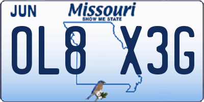 MO license plate OL8X3G