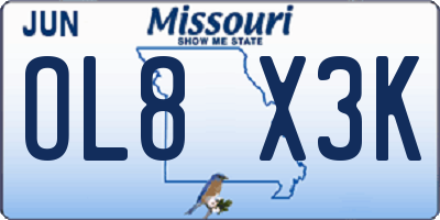 MO license plate OL8X3K