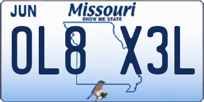 MO license plate OL8X3L