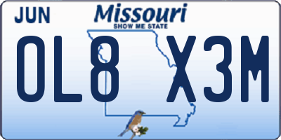MO license plate OL8X3M