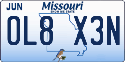 MO license plate OL8X3N