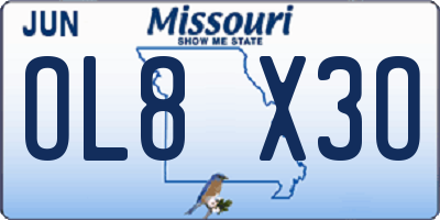 MO license plate OL8X3O