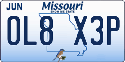MO license plate OL8X3P