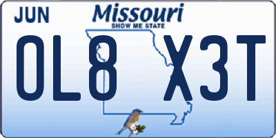 MO license plate OL8X3T