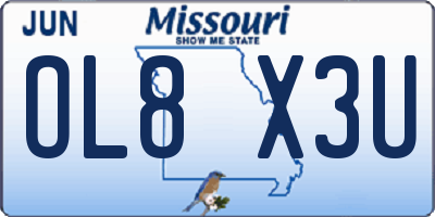 MO license plate OL8X3U