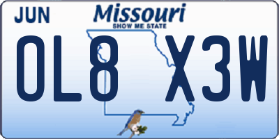MO license plate OL8X3W