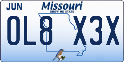 MO license plate OL8X3X