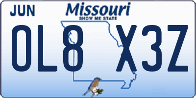 MO license plate OL8X3Z