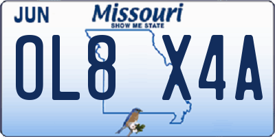 MO license plate OL8X4A