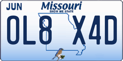 MO license plate OL8X4D