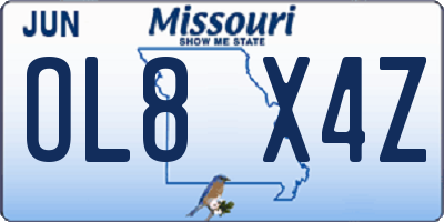 MO license plate OL8X4Z