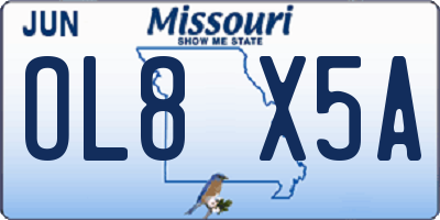 MO license plate OL8X5A
