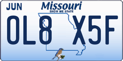 MO license plate OL8X5F