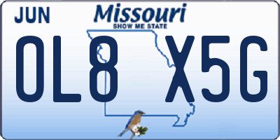 MO license plate OL8X5G