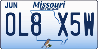 MO license plate OL8X5W