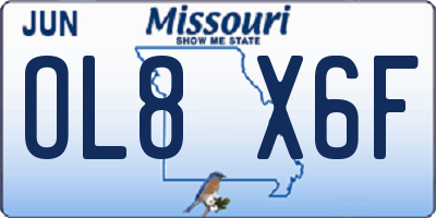 MO license plate OL8X6F
