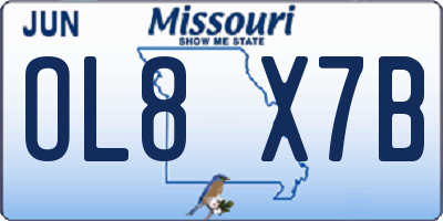 MO license plate OL8X7B