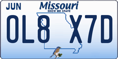 MO license plate OL8X7D