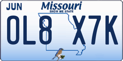 MO license plate OL8X7K
