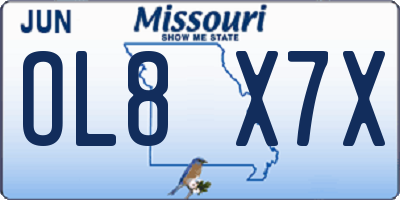 MO license plate OL8X7X