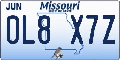 MO license plate OL8X7Z