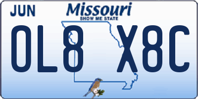 MO license plate OL8X8C