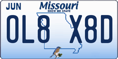 MO license plate OL8X8D