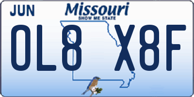 MO license plate OL8X8F