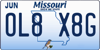 MO license plate OL8X8G
