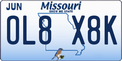MO license plate OL8X8K