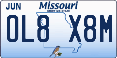 MO license plate OL8X8M