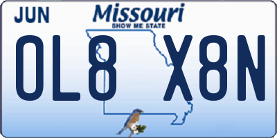 MO license plate OL8X8N