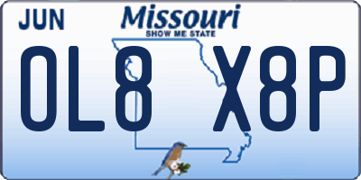 MO license plate OL8X8P