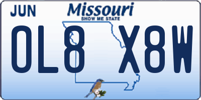 MO license plate OL8X8W
