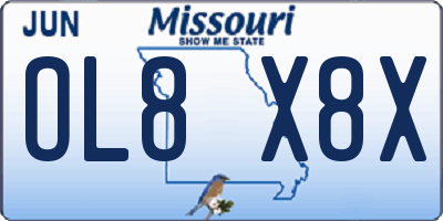 MO license plate OL8X8X