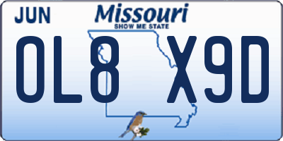 MO license plate OL8X9D