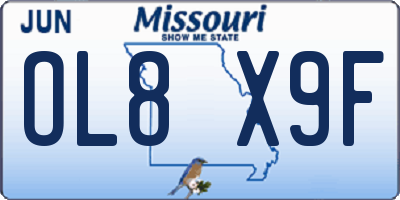 MO license plate OL8X9F