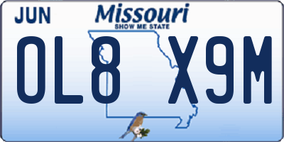 MO license plate OL8X9M