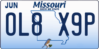 MO license plate OL8X9P