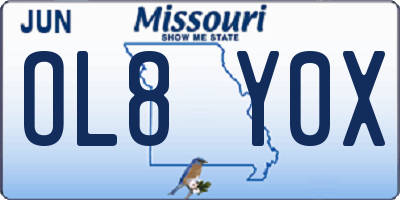 MO license plate OL8Y0X