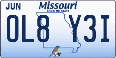 MO license plate OL8Y3I